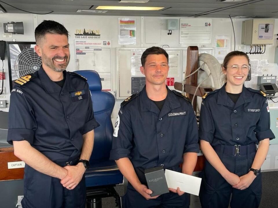 Saddlers' Company awards prize during HMS Duncan visit